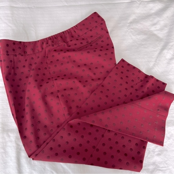 Talbots Heritage Ankle Pants 18W Petite Burgundy Wine Jacquard Dot Stretch Plus - Picture 4 of 16